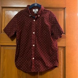 Old Navy Button- Down Shirt Maroon with Pattern